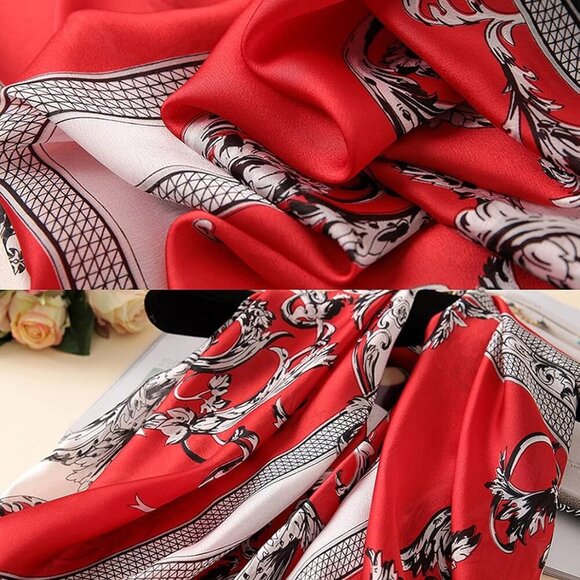 Fashion Scarves Scarf 100% Silk Feeling Scarf Silk Like Scarves Long Lightweight - Picture 5 of 6